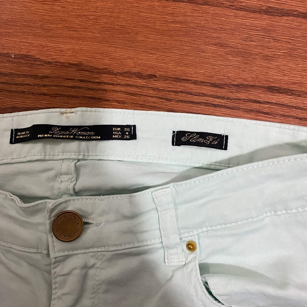 Zara Light Mint Jeans - Picture 2 of 4